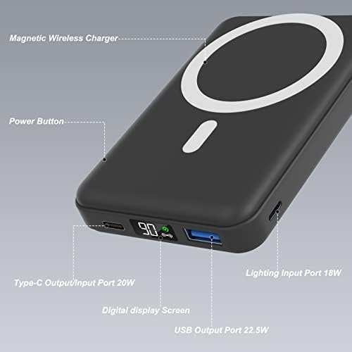 AOGUERBE Magnetic Power Bank, 10000mAh Foldable Wireless Portable Charger 2