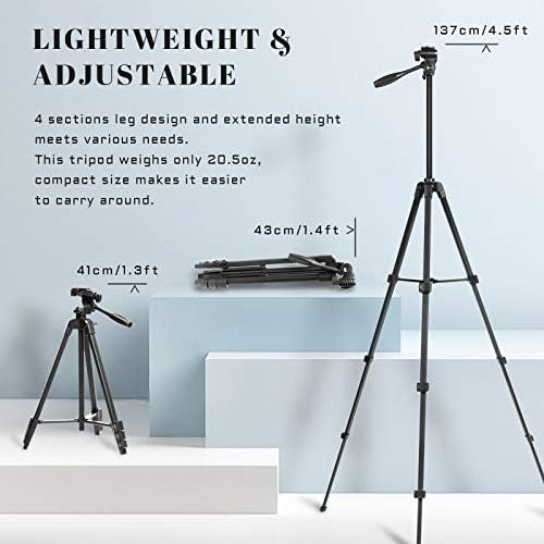 Apeocose 55″ Tripod for iPhone with Quick-Release Plate, Lightweight Cell Phone 5