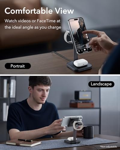 ESR 3-in-1 Charger Stand for Magsafe (HaloLock), Removable Made for Apple Watch 7