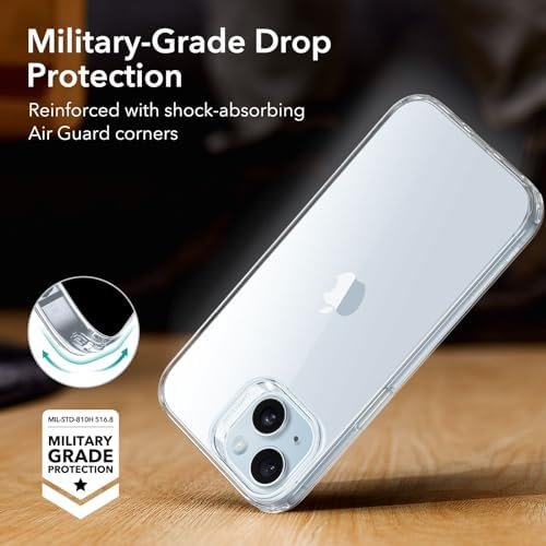 ESR Clear Case for iPhone 15 Case, Shockproof Thin Cover, Yellowing-Resistant 4