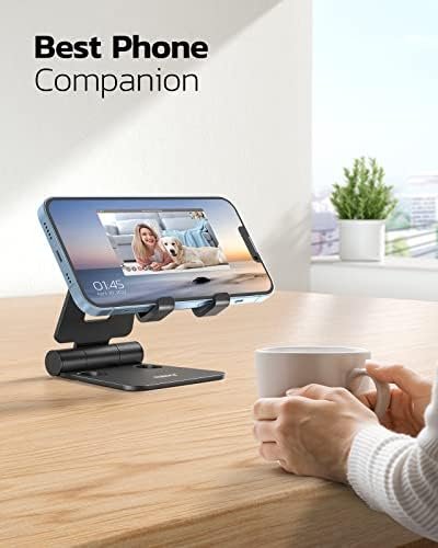 Nulaxy Dual Folding Cell Phone Stand, Fully Adjustable Foldable Desktop Phone 5