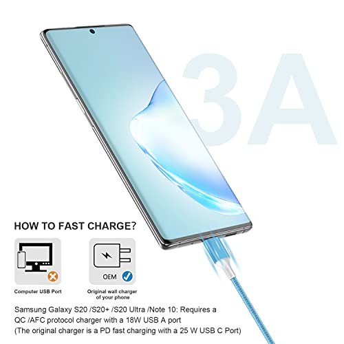 USB Type C to USB A Cable, 5Pack 3/3/6/6/10FT: Fast Charging Long Android USBC 2
