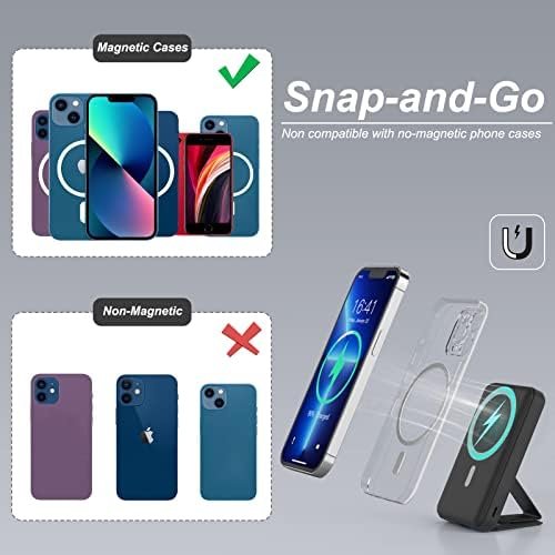AOGUERBE Magnetic Power Bank, 10000mAh Foldable Wireless Portable Charger 4