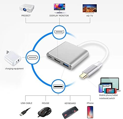 Battony USB C to HDMI Adapter USB Type C Adapter Multiport AV Converter 3