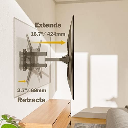 Mounting Dream TV Wall Mount for Most 26-55 Inch TVs, Full Motion TV Mount with 2