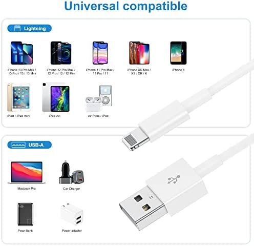 QZIIW Apple MFI Certified iPhone Charger Cable 6 Ft, 2Pack Extra Long USB 7