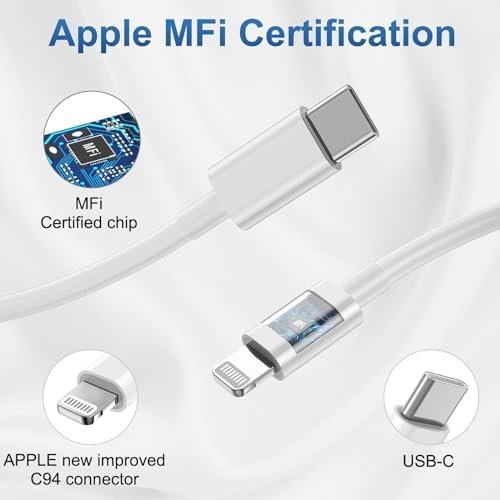 iPhone Charger fast charging [APPLE MFi Certified] 2 pack Apple Type C Wall 7
