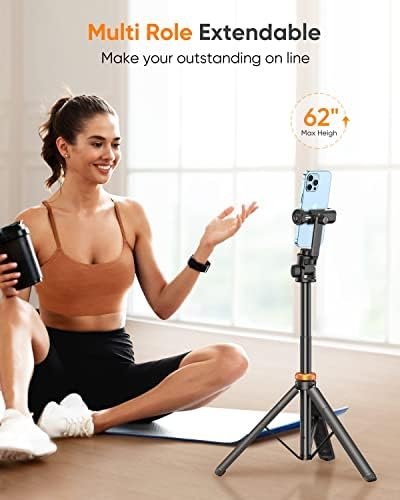 Newest 62″ Phone Tripod, EUCOS Tripod for iPhone & Selfie Stick Tripod 4