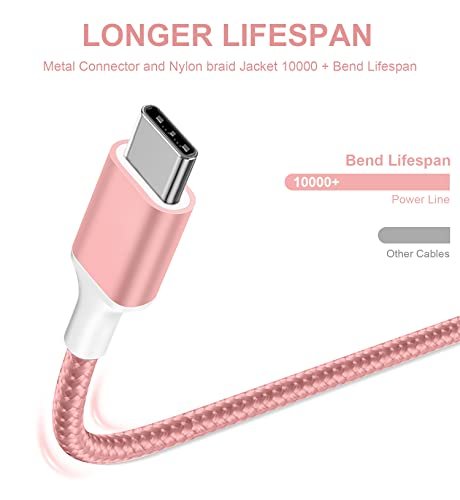 USB Type C to USB A Cable, 5Pack 3/3/6/6/10FT: Fast Charging Long Android USBC 4