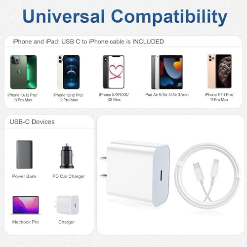 iPhone Charger fast charging [APPLE MFi Certified] 2 pack Apple Type C Wall 10