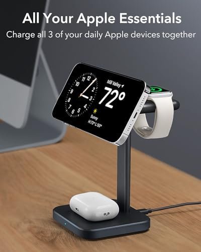 ESR 3-in-1 Charger Stand for Magsafe (HaloLock), Removable Made for Apple Watch 3