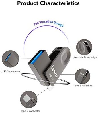 Lexar E32C 128GB Type-C USB Flash Drive 1PK, USB-A&USB-C 3.2 Gen 1 Dual Drive 4