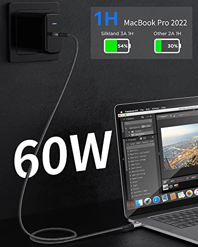 Silkland USB C to USB C Cable 60W 2 Pack [3.3ft+3.3ft] 5
