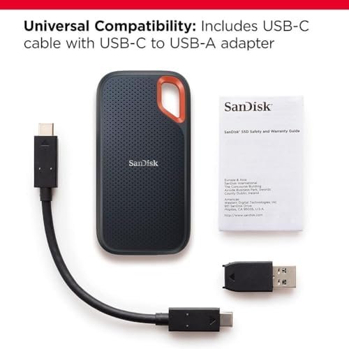 SanDisk 2TB Extreme Portable SSD – Up to 1050MB/s, USB-C, USB 3.2 Gen 2 3