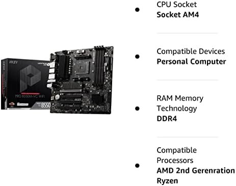 MSI PRO B550M-VC WiFi ProSeries Motherboard (AMD AM4, DDR4, PCIe 4.0, SATA 6