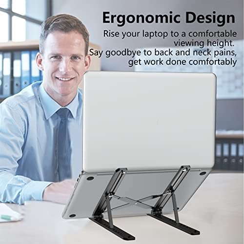Tonmom Laptop Stand for Desk, Adjustable Riser ABS+Silicone Foldable 2