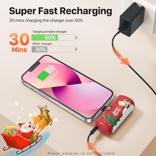 Taegila Portable Charger for iPhone Christmas Edition, 5000mAh 5