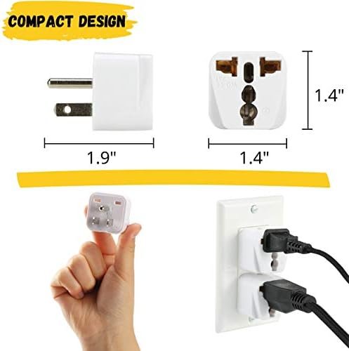 Bates- European Plug Adapter, 2 pc, Travel Adapter, US to Europe Plug Adapter 3