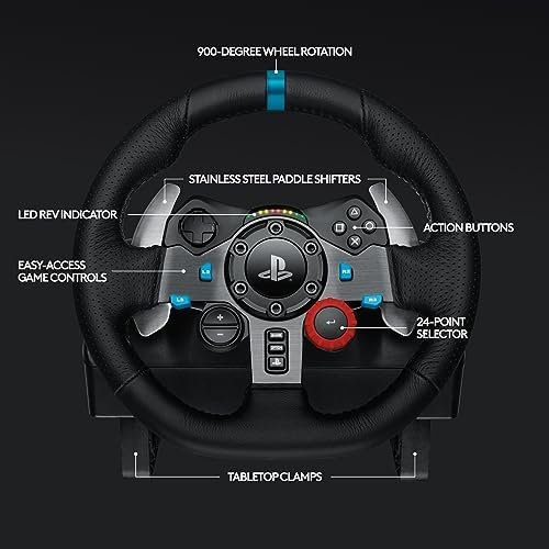 Logitech G29 Driving Force Racing Wheel and Floor Pedals, Real Force Feedback 6