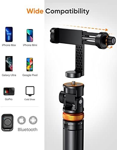 Newest 62″ Phone Tripod, EUCOS Tripod for iPhone & Selfie Stick Tripod 3