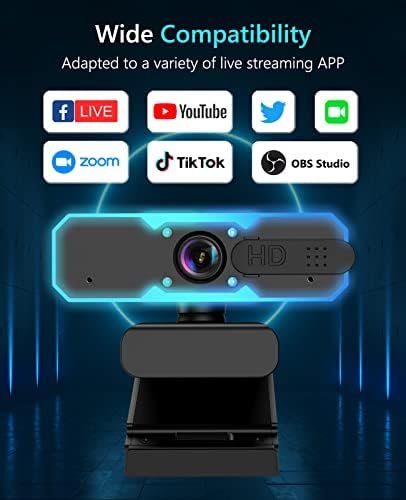 NBPOWER 1080P 60FPS Streaming Camera Webcam with Microphone and Fill RGB 6