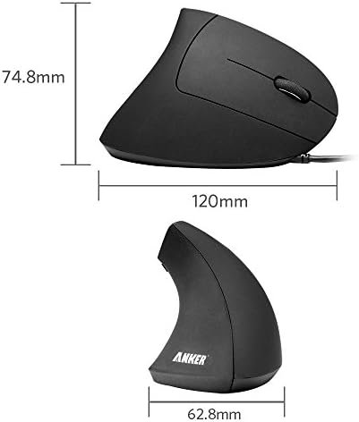 Anker® Vertical Ergonomic Optical Mouse, Wired, USB, 5 Buttons – Black 6