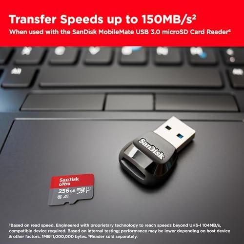 SanDisk 256GB Ultra microSDXC UHS-I Memory Card with Adapter – Up to 150MB/s 3