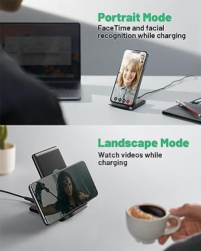INIU Wireless Charger, 15W Fast Wireless Charging Station with Sleep-Friendly 6
