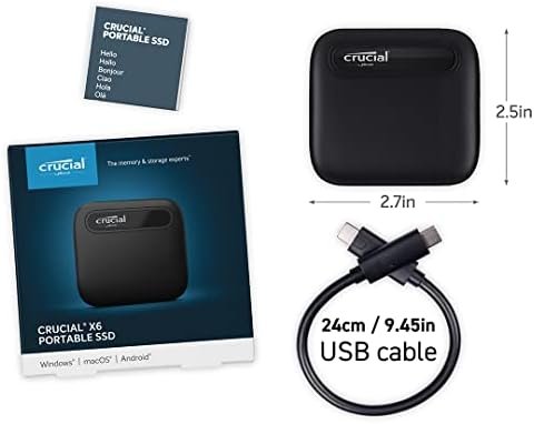 Crucial X6 2TB Portable SSD – Up to 800MB/s – PC and Mac – USB 3.2 USB-C 6