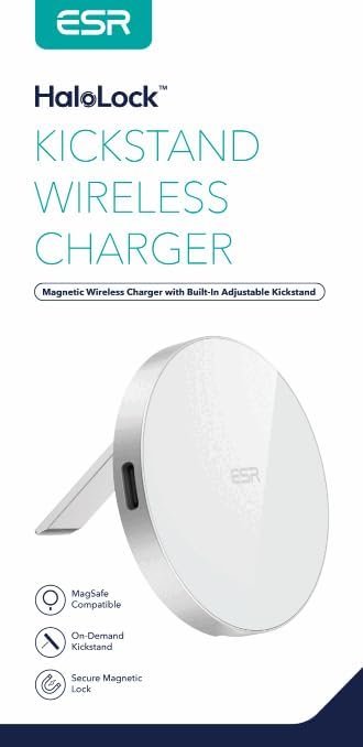 ESR HaloLock Kickstand Wireless Charger, MagSafe-Compatible Charger for iPhone 9