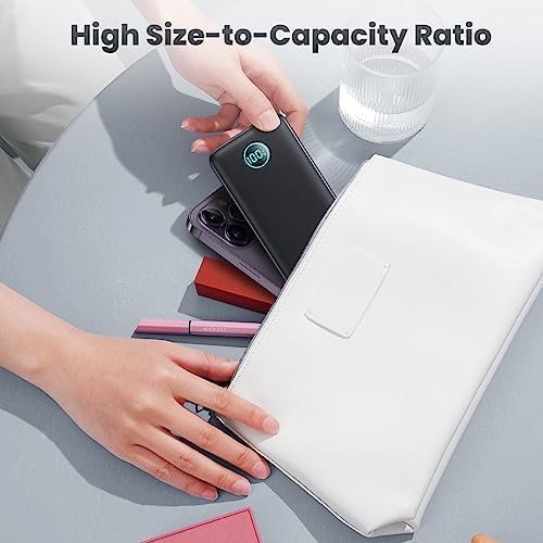 Portable Charger 10800mah,Slim 22.5W LCD Display Power Bank, Dual QC 4.0 PD Fast 5