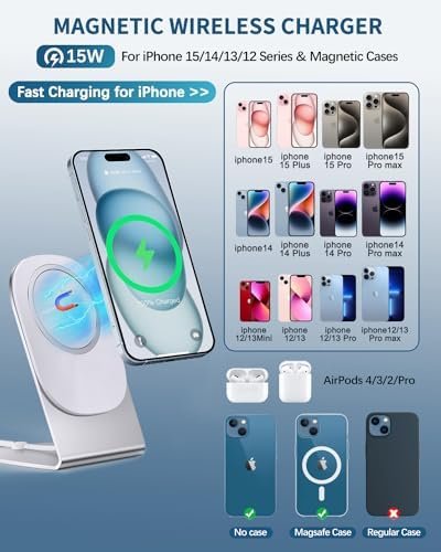 Magnetic Wireless Charger Mag-Safe Charger for iPhone 15/14/13/12 Series 3