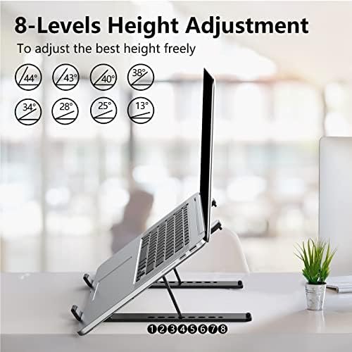 Tonmom Laptop Stand for Desk, Adjustable Riser ABS+Silicone Foldable 3