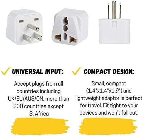 Bates- European Plug Adapter, 2 pc, Travel Adapter, US to Europe Plug Adapter 5