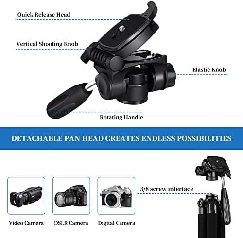 Tripod Camera Tripods, 74″ Tripod for Camera Cell Phone Video Photography, Heavy 6