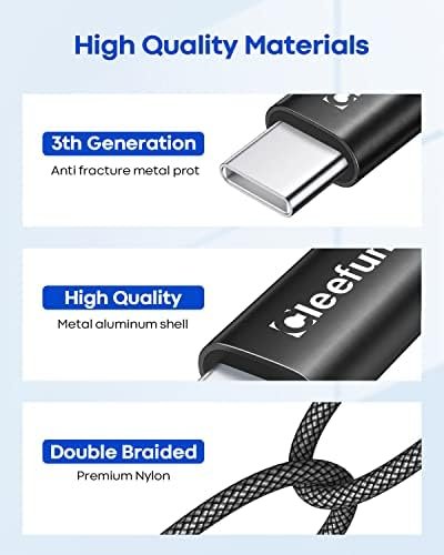 USB C Cable [6ft, 5-Pack], CLEEFUN USB A to Type C Cable Fast Charging C Charger 7