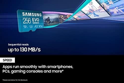 SAMSUNG EVO Select Micro SD-Memory-Card + Adapter, 256GB microSDXC 130MB/s 8