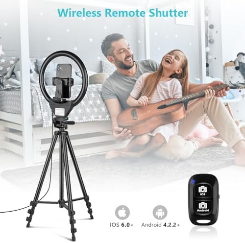 Sensyne 10” Ring Light with 50” Extendable Tripod Stand, LED Circle Lights 2