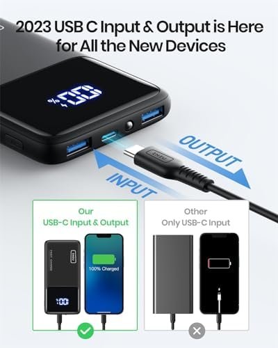INIU Portable Charger, Slimmest Fast Charging 10000mAh USB C in/Out Power Bank 4