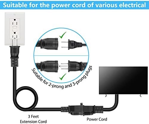 Kasonic 3 Feet Outdoor Extension Cord, ETL Listed, SJTW 16AWG/13A 3 Prong 3
