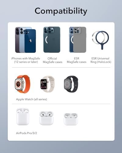 ESR 3-in-1 Charger Stand for Magsafe (HaloLock), Removable Made for Apple Watch 6
