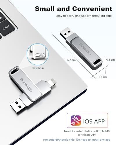 MFi Certified 128GB Flash Drive for iPhone/USB/USB C/,3-in-1 USB Stick 7