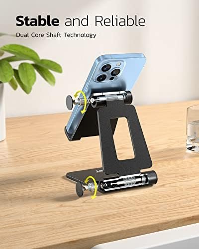 Nulaxy Dual Folding Cell Phone Stand, Fully Adjustable Foldable Desktop Phone 4