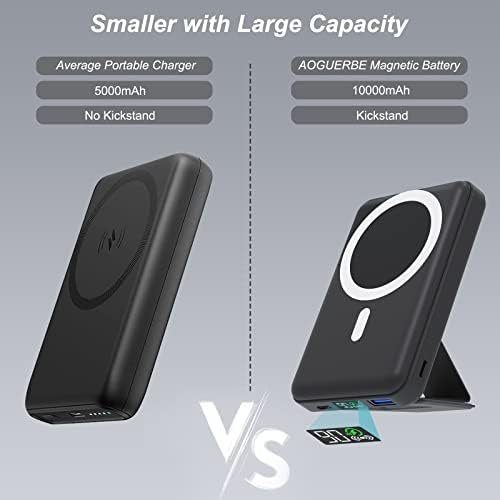 AOGUERBE Magnetic Power Bank, 10000mAh Foldable Wireless Portable Charger 5