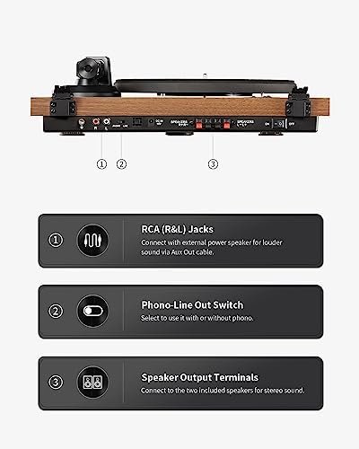 ANGELS HORN Vinyl Record Player, Hi-Fi System Bluetooth Turntable Players 6