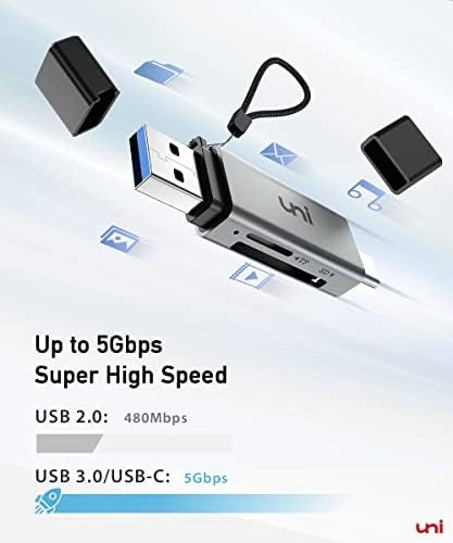 SD Card Reader, uni High-Speed USB C to Micro SD Card Adapter USB 3.0 Dual 2