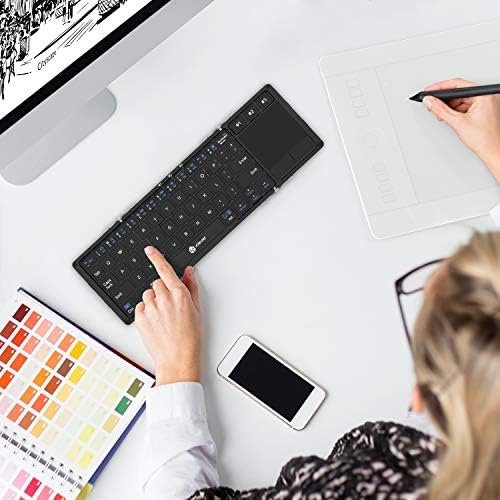 Foldable Keyboard Bluetooth, iClever BK08 Folding Keyboard with Touchpad 6