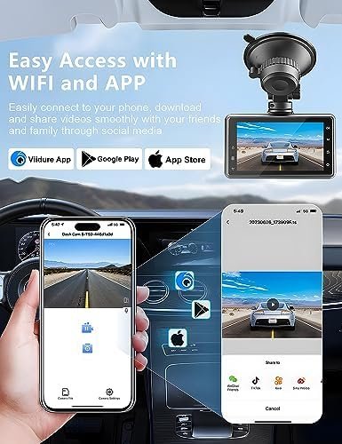 Dash Cam Front and Rear Camera, Otovoda 3Inch Screen WiFi Dash cam, 2.5K+1080P 4
