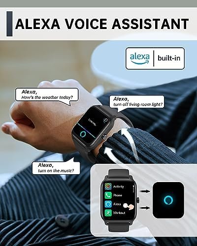 Smart Watch for Men Women, Answer Make Call, Alexa Built-in, 1.8″ Touch Screen 3