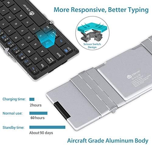 Foldable Keyboard Bluetooth, iClever BK08 Folding Keyboard with Touchpad 4